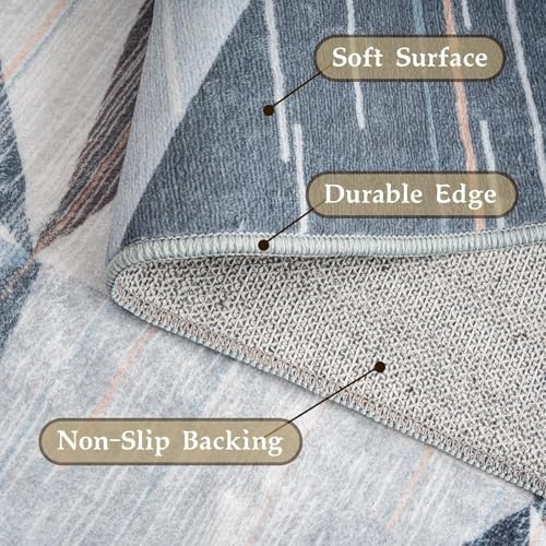 HOMFINE Washable Modern Area Rug - Geometric Style 9x12 Rugs for Living Room, Bedroom, Machine Washable Rug Soft Non Slip Non Shedding Area Rug - Blue, 9'x12' - color: Blue, size: 9' x 12' (Rectangular)