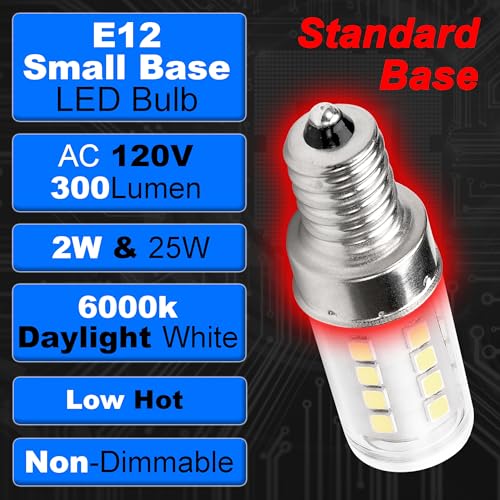 25 Watt Equivalent LED Decorative Candelabra Bulbs Daylight White 6000K 2 Watt 300lm E12 Small Base Idear for Ceiling Fan Chandelier Bathroom Vanity Mirror Light Dryer Drum Bulbs, Non-Dimmable, 4 Pack - color: 6000k Daylight White, size: 2 Watt-Non-dimmab