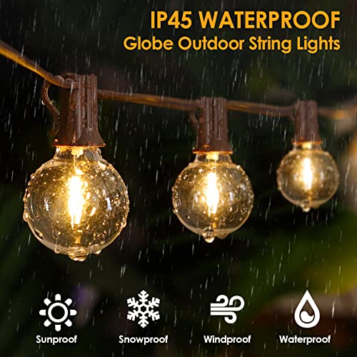 Mlambert 50Ft Outdoor String Lights, G40 Globe Patio Lights with 25+2 Waterproof LED Hanging Plastic Bulbs for Gazebo Pergola Cafe Bedroom-Brown Wire - color: Brown