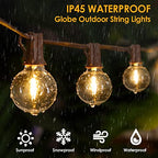 Mlambert 50Ft Outdoor String Lights, G40 Globe Patio Lights with 25+2 Waterproof LED Hanging Plastic Bulbs for Gazebo Pergola Cafe Bedroom-Brown Wire - color: Brown