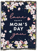Pure Country Weavers Mom's Day Cherry Blossoms - Navy Blanket - Gift Tapestry Throw Woven from Cotton - Made in The USA (72x54) - color: Cherry Blossoms - Navy, size: 72x54