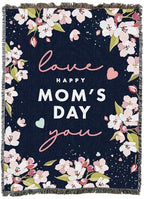 Pure Country Weavers Mom's Day Cherry Blossoms - Navy Blanket - Gift Tapestry Throw Woven from Cotton - Made in The USA (72x54) - color: Cherry Blossoms - Navy, size: 72x54