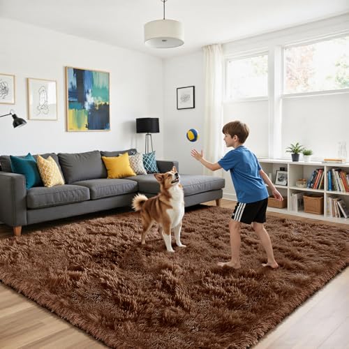 Fluffy Rug Shag Area Rug, Brown 2x4 Area Rugs for Bedroom, Small Bedside Rug, Soft Fluffy Shag Entryway Throw Rugs for Living Room Bedroom Room Home Decor - color: Mottling Brown, size: 2' x 4' (Rectangular)