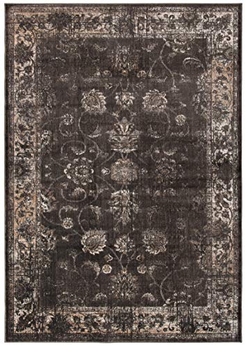 SAFAVIEH Vintage Collection Area Rug - 5'3" x 7'6", Soft Anthracite, Oriental Distressed Viscose Design, Ideal for High Traffic Areas in Living Room, Bedroom (VTG117-330)