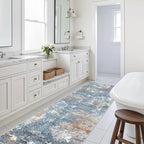 2x8 Washable Non-Slip Hallway Runner Rug – Modern Coastal Abstract Neutral Stain-Resistant Low-Pile Carpet Runner for Kitchen Entryway Bedroom Bathroom (Blue Rust,2x8) - color: Blue Rust, size: 2' x 8' (Rectangular)