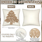 SmoothNovelty Tufted Cream Christmas Tree Pillow Covers Set of 2, 18x18 Inch Neutral Winter Throw Cushion Cases for Cozy Farmhouse Holiday Home Decor
