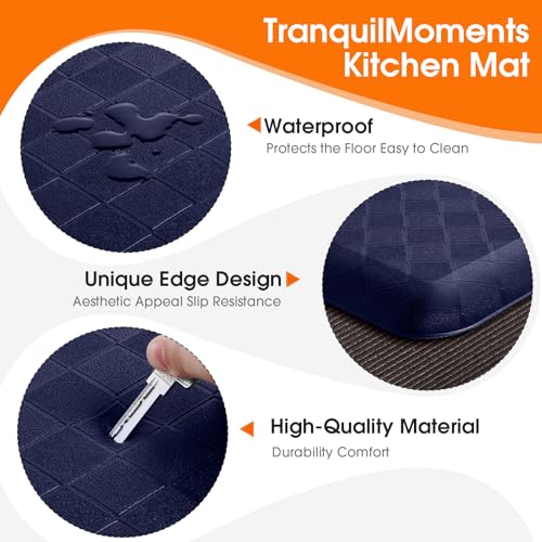 4/5 Inch Extra Thick Kitchen Mats for Floor,Non Slip Anti Fatigue Kitchen Rugs,Waterproof Stain Resistant Sink Mat,Cushioned Standing and Comfort Mats for Office (17"x28" Blue) - color: Blue, size: 28"L x 17"W x 0.8"Th