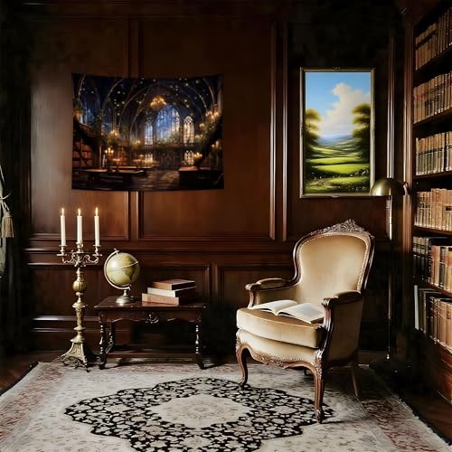 QGHOT Fantasy Library Tapestry Wall Hanging Magic School Bookshelf Backdrop Fairy Tale Library Tapestries for Teens Bedroom Living Room Dorm Decor 37.4" x 28.7" - color: C, size: 28.7"L x 37.4"W