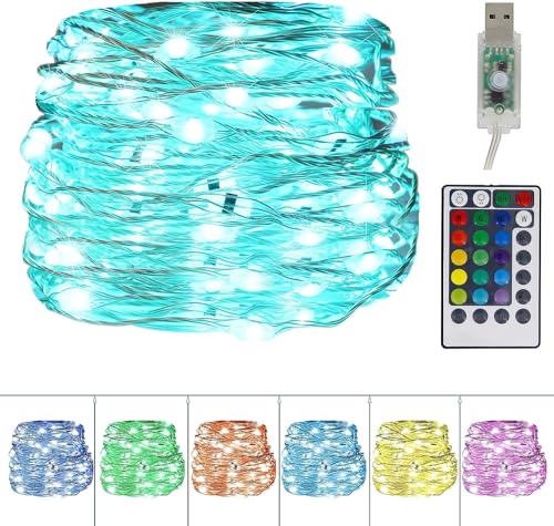 Twinkle Star Color-Changing Fairy Lights, 33Ft 100 LED Waterproof Mini String Lights Twinkle Lights, 16 Colors USB Silver Wire Lights with Adapter for Bedroom Room Garden Party Wedding Christmas Decor - color: Multicolor, size: 33ft