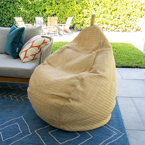 Big Joe Tuffet Weatherproof Bean Bag Chair, Natural Basket Weave, Breathable Weather Resistant Fabric, 2.5 feet Teardrop - color: Natural, size: Tuffet