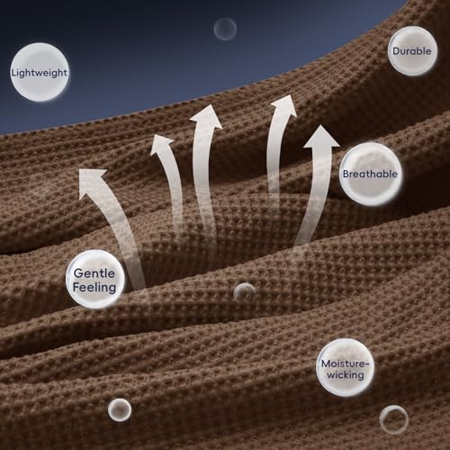 PHF Pre-Washed 100% Cotton Waffle Weave Blanket Twin Size for Bed,Snag Proof Throw Blanket for Couch Spring Summer Lightweight Breathable,Machine Washable, Home Decor Gift - Cappuccino - color: Cappuccino, size: Twin(66" x 90")