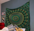 Hopodix Green Peacock Mandala Wall Tapestry, Bohemian Wall Hanging for Bedroom Living Room Dorm Decor，59.06×51.18 inches - size: 60"L x 36"W