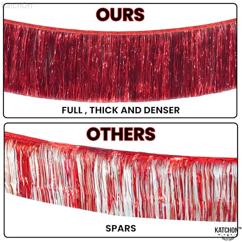 KatchOn, XtraLarge Red Fringe Banner - Pack of 2 | Ceiling Tinsel for Red Streamers Party Decorations | Streamers for Cherry Party Decorations, Bridal Shower Decor, Halloween, Christmas Decorations - color: Red