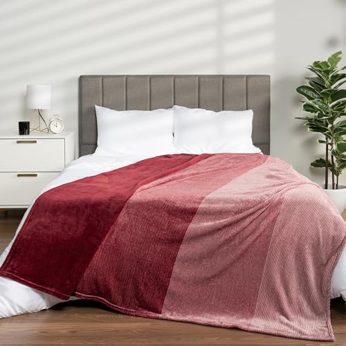 PAVILIA Red Ombre Fleece Throw Blanket for Couch, Soft Flannel Blanket for Sofa Bed Room, Plush Lightweight Burgundy Dark Maroon Red Gradient Blanket, Cozy Microfiber Decorative Gift Throw, 50x60 - color: Gradient - Wine, size: 50 x 60 Inches - Throw