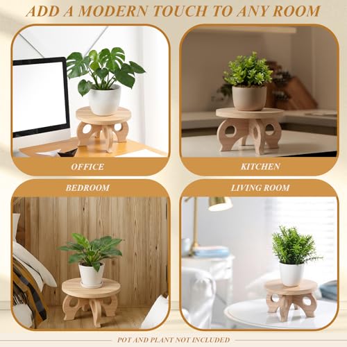 Threehoney 3 Pcs Plant Stand Indoor 8/9/11" Round Wood Plant Stands Outdoor Round Risers Decorative Wooden Stool for Flowers Pedestal Board Holder for Rustic Balcony Garden Decor(Light Wood,Low) - color: Light Wood