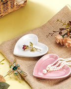 JAMEND CLXP Pink Heart Jewelry Tray, Engagement Wedding Ring Dish Earring Holder for Newlyweds, Sweet Gift for Women, Ceramic. NO ROSE. - color: Pink-Heart