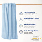 THREAD SPREAD 100% Pure Cotton, Luxury Twin/Twin XL Size Light Blue Blanket - Herringbone Pattern, Soft & Cozy Premium Fall Throw Blanket for All Seasons, 350 GSM & 68 x 92 with Free Tote Bag - color: Herringbone - Light Blue, size: Twin / Twin XL