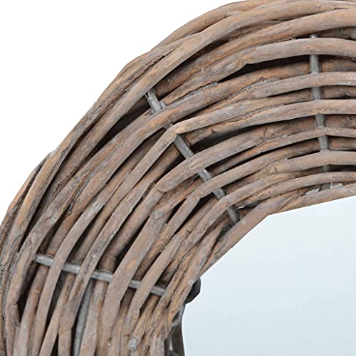 vidaXL Mirror, Wall Mirror, Bathroom Mirror, Decorative Mirror, Hall Mirror for Bedroom Living Room Dressing Room Entryway Hallway, Wicker Frame - size: 3 pcs / 15 cm