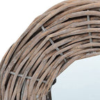 Natural Rattan Wicker Wall Mirror 5.9 Inch Diameter Round Set of 3 Indoor Living Room Vanity Makeup Mirror for Entryway Bedroom Salon Decor