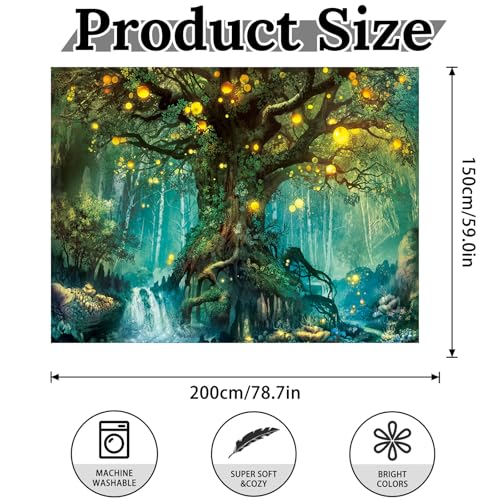 Jungle Tree Tapestry Wall Hanging for Bedroom Living Room Large Nature Forest Decor - color: Dream Forest02, size: 78.7"L x 59.1"W