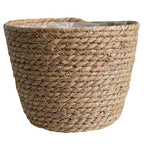 Healeved Hand Woven Planter Basket with Liner Rustic Straw Flower Pot for Indoor Outdoor Plants Balcony Living Room Decor 7.8X9.75X7.8 Inches