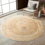 Asrug Imitation Jute Low Pile Round Rug Area Rug Washable Non-Slip Circle Rug Soft Plush Touch Circle Rugs Round for Kitchen Bathroom Living Bedroom Nursery, Carpet 4ft /48 inch/122 cm Brown - color: Brownline, size: 4ft