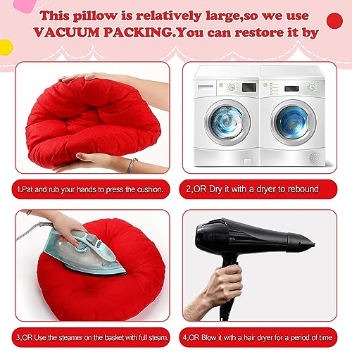 Fumete 8 Pcs 16 Inch Floor Cushions Pillow for Kids Bulk Classroom Round Flexible Seating Floor Cushions for Students Home Daycare School Reading Corner Yoga Meditation Picnic (Red) - color: Red