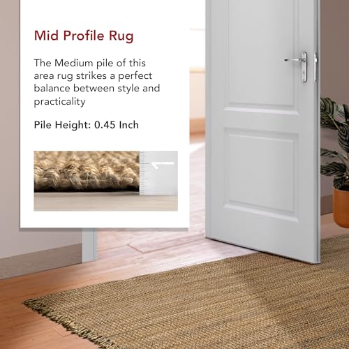 Nuloom Daniela Natural, 4' Square, Handmade, Jute, Tassel, Soft and Textured, High Traffic, Stain Resistant, Easy Clean, Durable Area Rug for Bedroom, Living Room, Dining Space, Foyer, Entryway - color: Natural, size: 4' x 4' (Square)