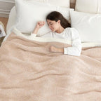 Snuggle Sac Super Soft & Reversible Heather Beige Throw - Oversized Cozy Knit Blanket for Bed, Sofa, Living Room, Twin Size (60x80 Inches) - color: Heather Beige, size: Twin (60"x80")
