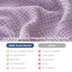 EMME Cotton Throw Blanket for Couch Soft Muslin Blankets 50"x60" Lightweight Breathable Blanket All Season Gauze Blanket, Lavender - color: 07 - Lavender, size: Throw (50" x 60")