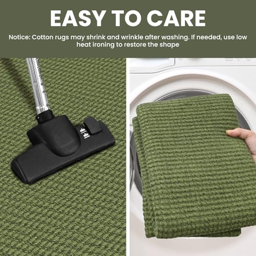 IOHOUZE Small Area Rug 2x3 Washable Woven Rugs for Entryway Non Slip Rubber Backed Front Door Rugs Indoor Doormat Throw Rug Floor Carpet for Entrance Kitchen, Olive Green/Earthy Green - color: Olive Green/Earthy Green, size: 2' x 3' (Rectangular)