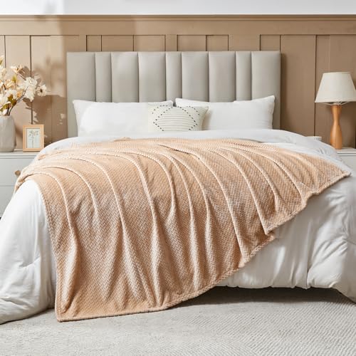 NEWCOSPLAY Super Soft Twin Blanket Brown Premium Silky Flannel Fleece Leaves Pattern Lightweight Bed Blanket All Season Use (Brown, Twin(60"x80")) - color: Brown, size: Twin(60"x80")