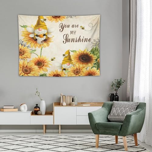 Sunflower Tapestry,Farmhouse Floral and Butterfly Bee Gnomes Tapestry for Bedroom,Nature Landscape Tapestry Wall Hanging for Living Room Dorm Home Decor,40"x30" - color: Sunflower-2, size: W40xL30in