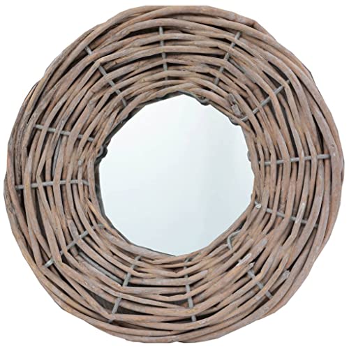 vidaXL Mirror, Wall Mirror, Bathroom Mirror, Decorative Mirror, Hall Mirror for Bedroom Living Room Dressing Room Entryway Hallway, Wicker Frame
