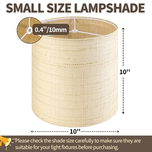 GO&SO Set of 2 Cylinder Drum Lamp Shades Farmhouse Lampshades, 10" L x 10" H (E26 Spider), Woven Lampshades for Table Lamp & Bedside Lamps,Replacement Lamp Shade In Hand Crafted,Easy Assembly Required - color: Hand-woven fabric, size: 10*10*10IN-2PC