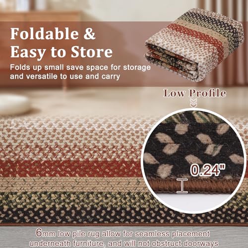 RUGSREAL Entry Rug 2x3 Small Rug Machine Washable Bedroom Area Rug Non Slip Bathroom Mat Stain Resistant Farmhouse Carpet Modern Rustic Throw Carpet for Living Room Dining Room, Crimson/Earthy - color: Crimson/Earthy, size: 2' x 3' (Rectangular)