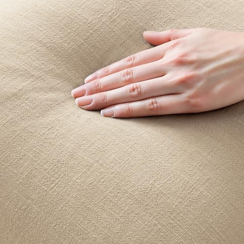 MIULEE Decorative Throw Pillow Covers Neutral Linen Fringe Throw Pillows Set of 2 Beige Boho Farmhouse Cushion Covers with Tassels for Couch Sofa Bed Living Room Spring Home Decor 16x16 Inch - color: Beige, size: 16" x 16" (Pack of 2)
