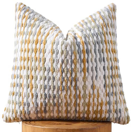 AmHoo Boho Chenille Pillow Cover Decorative Tufted Pillowcase for Couch Bed Sofa Bedroom Living Room Modern 18 x 18-Inch Grey - color: Grey, size: 18" x 18" (Pack of 1)