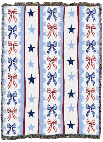Pure Country Weavers Red White and Lace - Americana Gift Tapestry Throw Blanket Woven from Cotton - Made in The USA (60X80) - color: Red White and Lace, size: 60x80
