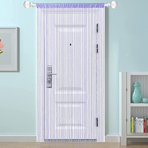 HSYLYM Spaghetti String Curtain for Doorways Privacy Door Frame Tassel Hippy Wall Kitchen Hallway Boho Fringe Curtain Hanging Door Room Dividers Decor 1 Panel（39×86in/100×220cm,Periwinkle）