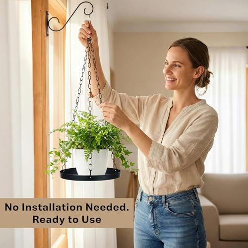 Shinehola 2 Pack Hanging Planters for Indoor Outdoor Plants 9", Plant Hanger Indoor | Metal Hanging Plant Holder, Hanging Planter Shelf, No Plant/Pot Included - size: 1-Tier
