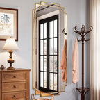 Kelly Miller 70"x30" Large Gold Beveled Full Length Mirror, Traditional Farmhouse Rectangular Wall Mirror for Bedroom, Living Room, Hallway, Entryway - size: 70"L x 30"W