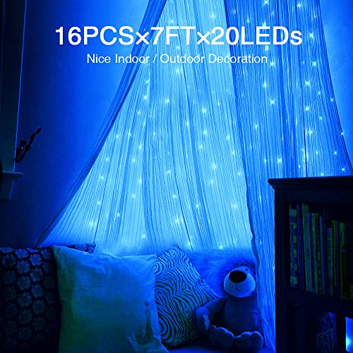 Olafus 16 Pack Blue Fairy Lights Battery Operated, IP68 Waterproof Mini String Light, 7ft Small LED Bottle Light for Wedding Vase Centerpieces Table Decorations Christmas Indoor Party Jars Gift - color: Blue
