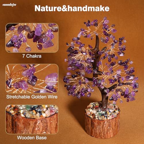 Amethyst Chakra Crystal Tree of Life,Crystals and Healing Stones,Birthday Gifts for Women,Spiritual Meditation Gifts for Positive Energy,Crystal Decor - color: Purple