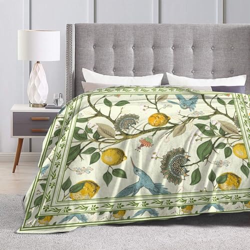 Lemon Throw Blanket for Couch Chair Sofa Bed, Flannel Soft Watercolor Summer Fruits Paisley Floral Bird Vintage Blanket for Bedroom Living Room Car, Warm Cozy Blankets for All Season 30"x 40" - color: Lemon07, size: 30X40 inch