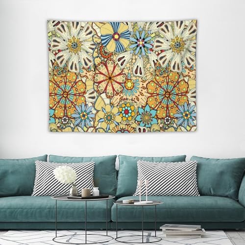 KANEPE Bohemian Tapestry Vintage Colorful Flowers Pattern Wall Hanging Tapestries Home Decor for Living Room Bedroom Apartments Farmhouse Dorm,40inx30in (102×76cm)【Small】 - color: Boho-14, size: 40Wx30L