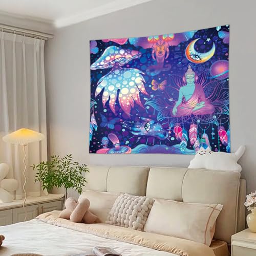 Fantasy Abstract Tapestry Wall Hanging for Bedroom Living Room Mystical Home Decor - color: Buddha Statue, size: 59.1"L x 51.2"W