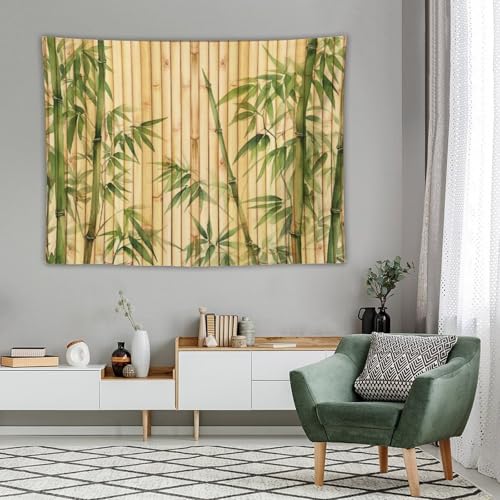HZOHNAGO Bamboo Tapestry Chinese Style Green Leaves Printed Wall Tapestry Painting Wall Hanging for Bedroom Living Room Dorm 80" W x 60" H - color: Bamboo-6, size: 80"L x 60"W