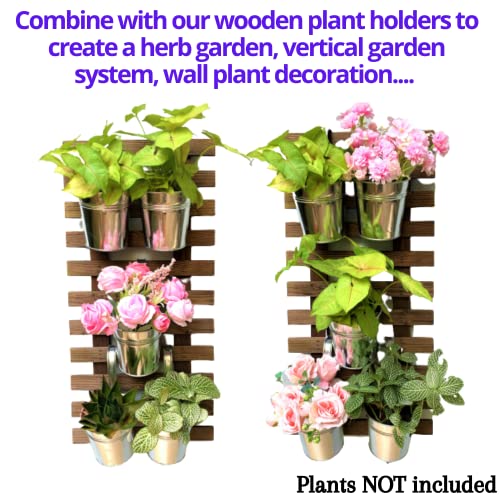 LaLaGreen Fence Planters for Outdoor Plants (10 Pack, 4 Inch) Balcony Planter Railing Hanging, Small Silver Metal Flower Pot Rail Wall Cute Farmhouse Garden Rustic Deck Porch Window Box Bucket Decor - size: 4 Inch (Silver)