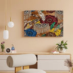 Boho Feather Fringe Art Wall Art Decor Framed 18x12 Inch, Wall Decor Poster for Bedroom Living Room Office Decor (Wooden Inner Frame) - size: 18"L x 12"W